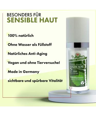 Naturherz Sensitive Skin Eye Cream - Vegan & Natural Additive-Free Anti-Aging Moisturizer | 30ml Made in Germany - Buy Online on GoSupps.com