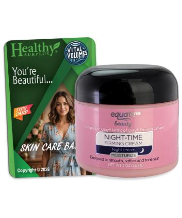 Equate Beauty Night-Time Firming Cream Moisturize - Net Wt 2 Oz (56.7 g) and Vital Volumes Skin Care Basics Tips Card