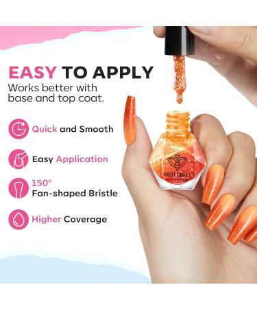 Modelones Nail Polish Set 6 Colors Color Changing Nail Polish Red Orange Pink Nail Polish Nail Varnish Finger Pink Nail Polish Manicure DIY Nail Art Salon Home For Women - Buy Online on GoSupps.com
