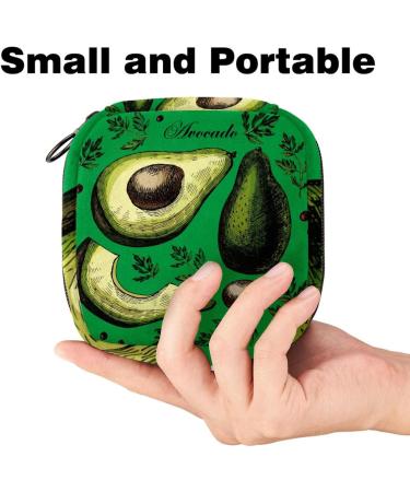 Reusable Menstruation Pad Bag with Zipper | Eco-Friendly Women's Tampon & Napkin Organizer - Avocado & Leaves Design - Buy Online on GoSupps.com