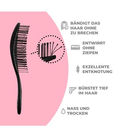 Ninabella Bio Hairbrush - Eco-Friendly Detangling Brush for Women Men & Children | No Tangles for Long & Wet Hair | Sustainable & Recycled Material - Black - Buy Online on GoSupps.com