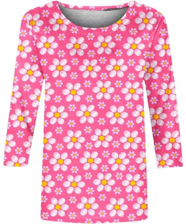 oelaio Womens Love Tunic Tops 3/4 Length Sleeve Shirts for Women 2024 Blouses Crewneck Floral Cute Tops Loose Fit Tops Hot Pink#23 Medium - Buy Online on GoSupps.com