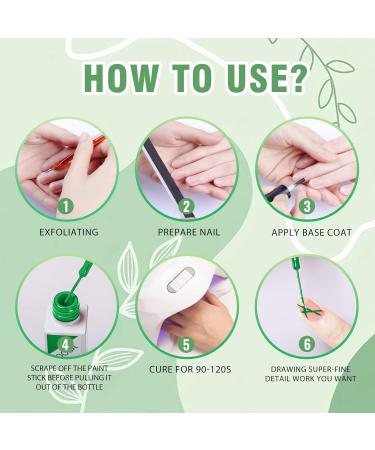 RECHOO 2PCS Gel Liner Nail Art - 8ml Green Fineliner Schellack Gel for Nail Drawing UV Nail Polish & Painting Gel for Creative Nail Designs - Buy Online on GoSupps.com