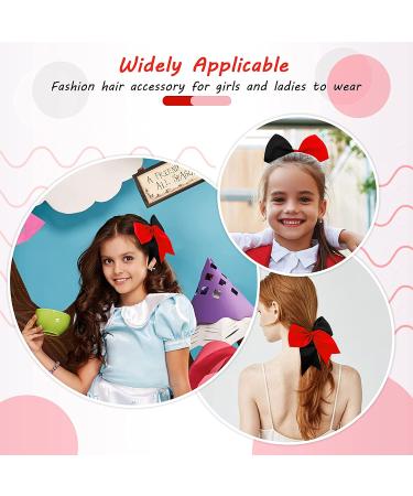 Jumbo Cheerleading Bow Set - 8 Inch Red & Black Hair Bows for Teen Girls | Large Cheer Bow with Ponytail Holder - Buy Online on GoSupps.com