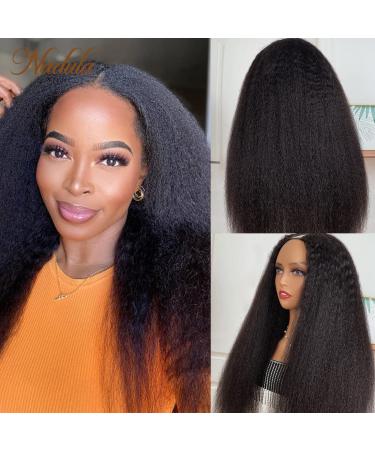 Nadula 10A Brazilian Kinky Straight V Part Human Hair Wig | Glueless Beginner Friendly U Part Wig | 150% Density 16 Inch Natural Color - Buy Online on GoSupps.com