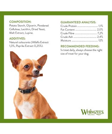 Whimzees by Wellness Stix - Natural Grain-Free Dental Care Snacks for Small Dogs | 28 Couch Sticks Size S 420g - Healthy Pet Treats - Buy Online on GoSupps.com