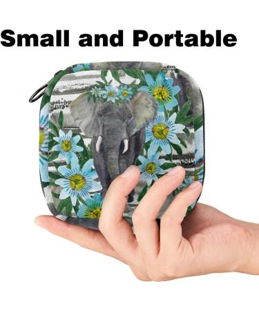 Portable Women's Binding-Up Bags | Menstrual Cup Bags for Teens | Stylish Tampon & Period Storage - Elephant Blue Flowers - Buy Online on GoSupps.com