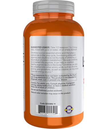 NOW Foods Sports Nutrition L- Ornithine Powder Protein Metabolism* and Urea Detox* Amino Acids 8-Ounce 8 Ounce (Pack of 1) - Buy Online on GoSupps.com