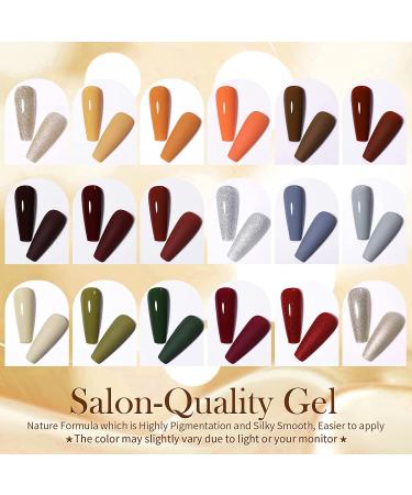BORN PRETTY Fall Winter Gel Nail Polish Set - 21PCS Wine Red Orange Pumpkin Gray Green Colors Collection with Base&Top Coats - Caramelized Pumpkin Gel Series 7ML - Perfect Gift Set - Buy Online on GoSupps.com