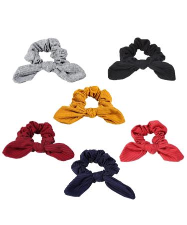 Soft Bow Cotton Hair Scrunchies for Women & Girls - 6 Colors - Great for Thick Hair - Buy Online on GoSupps.com