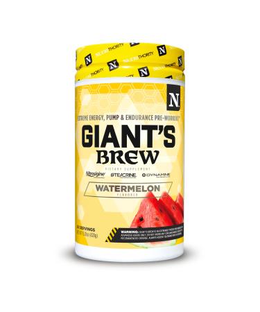 Nutrithority Giant s Brew Advanced Pre Workout Watermelon - All in One Complete Formula for Intense Workouts - Long Lasting Focus Amplified Power & Drive Energy Pump & Endurance