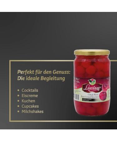 Luciano Maraschino Cocktail Cherries 420g - Sour Cherry Without Core in Syrup | Premium Cocktail Garnish - Buy Online on GoSupps.com