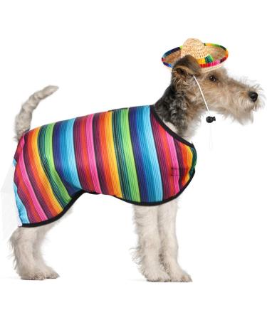 Dog Sombrero Hat and Serape Poncho Costume | Adjustable Mexican Dog Outfit for Party Decorations | Funny Chihuahua Clothes | Multicolor (S) - Buy Online on GoSupps.com
