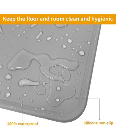 Ptlom Pet Silicone Placemat for Medium and Small Dogs and Cats - Prevent Food and Water Overflow - 13x13 Inch - Grey - Buy Online on GoSupps.com