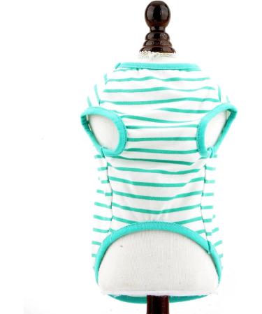 Buy Smalllee Lucky Store Summer Striped T-Shirt for Small & Medium Dogs - Stylish Sleeveless Tee for Yorkies Chihuahuas & Cats in L Green - Buy Online on GoSupps.com