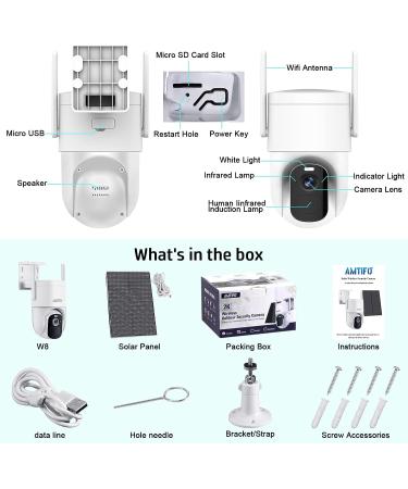 AMTIFO Solar Wireless Outdoor Security Camera - 2K WiFi Surveillance System with Motion Detection and Color Night Vision - Buy Online on GoSupps.com