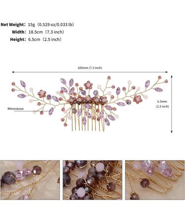 Bridal Hair Comb Rhinestone Insert Comb Hair Comb Hair Accessories Crystal Bridal Headpiece 18.5x6.5cm Purple - Buy Online on GoSupps.com