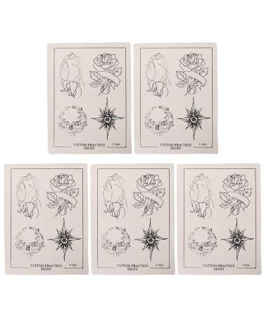 SUPVOX 5pcs Tattoo Practice Skin Rose Pattern Silicone Tattoo Skin for Tattoo Learning Training