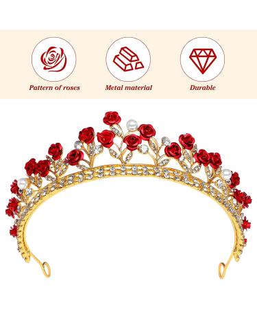 Girl Tiara Red Headband Women Tiaras and Crowns for Women Fake Rose Crown Red Tiara Rose Rhinestone Headband Girls Headbands Rose Rhinestone Crown Bride Crystal Bar Mitzvah - Buy Online on GoSupps.com