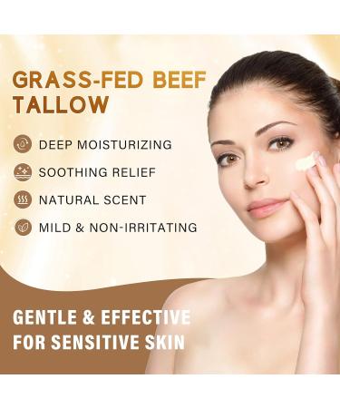 Beef Tallow for Skin Grass-Fed Beef Tallow and Honey Balm with Olive Oil Whipped Face Moisturizer Cream for Body Natural Formula for Dry & Sensitive Skin Light Scent (2.11 oz Unscented) Unscented 2.11 Ounce - Buy Online on GoSupps.com