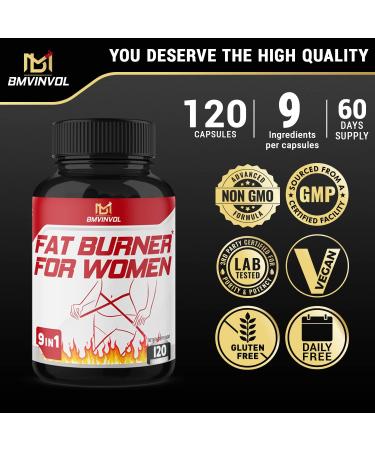 120 Capsules - Women's Fat Burner with Green Tea, Apple Cider Vinegar, Green Coffee Bean & More - Buy Online on GoSupps.com