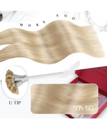 Moresoo Real Hair U-Tip Extensions - Ash Blonde Pre-Bonded 1g 55cm | 50g #18P/613 Hair Extensions for International Shipping - Buy Online on GoSupps.com