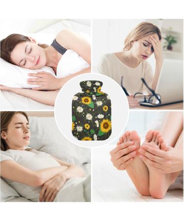 Hot Water Bottle 2L - Yellow Sunflower Bag for Pain Relief & Winter Warmth | International Shipping Available - Buy Online on GoSupps.com
