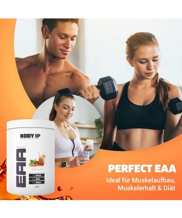 Body IP Perfect EAA - Peach Ice Tea | Essential Amino Acids for Muscle Building | Vegan Lactose-Free | 20 Portions | 500g | Made in Germany - Buy Online on GoSupps.com