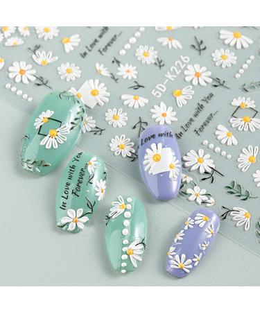 6pcs 5D Flower Nail Art Stickers - Spring/Summer Embossed Design Accessory - Buy Online on GoSupps.com