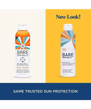 Bare Republic Mineral Sunscreen SPF 30 Sunblock Spray - Coconut Mango Scent - 6 Fl Oz - Buy Online on GoSupps.com