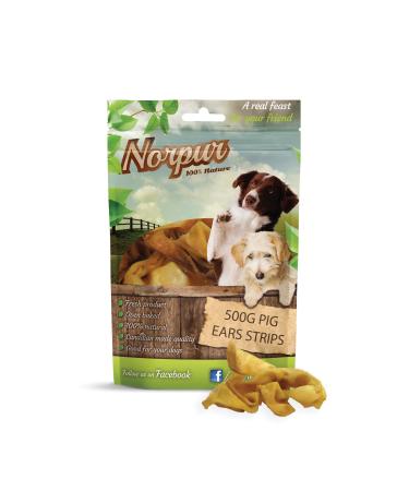 Norpur Pig Ears Strips Canadian Made All-Natural Boneless Snacks | Slow-Roasted Oven Baked Taste | Help Prevent Bad Breath Improve Coat Teeth Skin Health | 500g