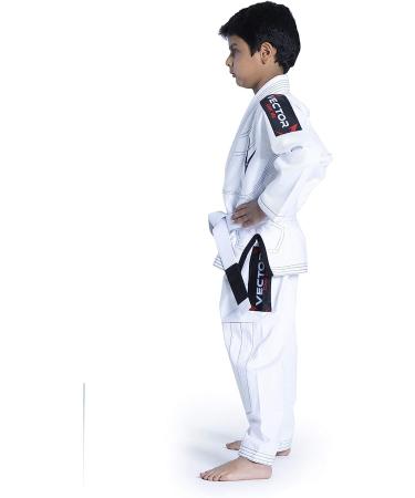 Vector Sports Brazilian BJJ Gi for Kids - Durable 100% Cotton Uniform in White with Free Belt - Buy Online on GoSupps.com