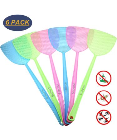 6 Pack Long Handle Fly Swatter - Manual Pest Control Assorted Sweet Colors - Buy Online on GoSupps.com