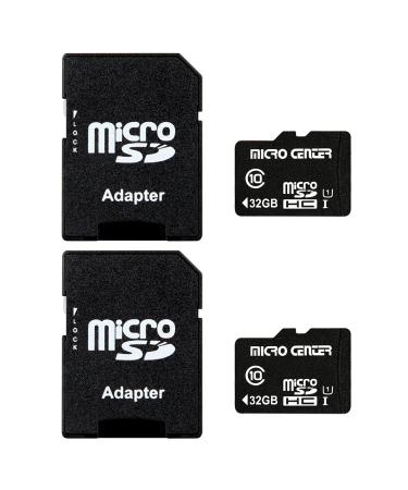 Micro Center 32GB Class 10 Micro SDHC Flash Memory Card with Adapter for Mobile Device Storage Phone, Tablet, Drone & Full HD Video Recording - 80MB/s UHS-I, C10, U1 (2 Pack) 32GB - 2 pack