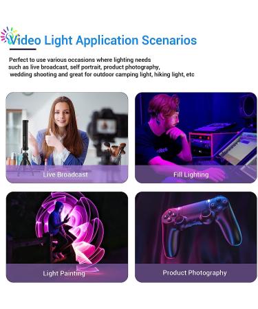 LUXCEO Handheld RGB LED Video Light Wand for Photography - Rechargeable Mini Stick for Video Shooting - Magnetic Professional Tube Light for YouTube and TikTok - Black - Buy Online on GoSupps.com