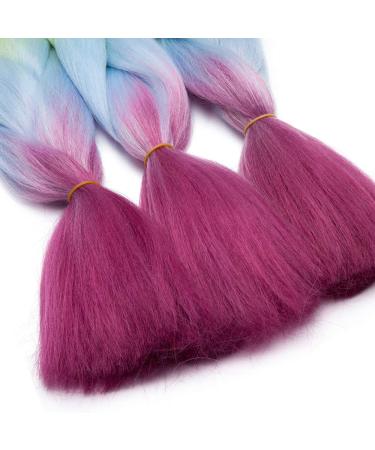 Tess Braids Extensions - Blue Jumbo Braids 60cm | KanCalon Kunsthaar for Box Braids | Ombre Hair Braid 100g (Orange/Blue/Red) - Buy Online on GoSupps.com