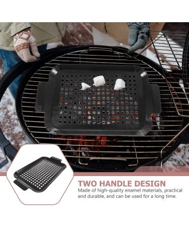 Yalych Enamel Grill Pan Nonstick Grill Pan BBQ Grill Plate Trays Skillet Griddle Pan for Indoor Outdoor Camping Stove for Vegetables Fish Meat Frying pan Black - Buy Online on GoSupps.com