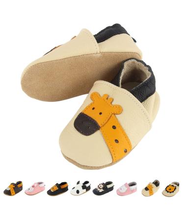 Baby Shoes Soft Leather Baby Shoes Baby Boy Shoes Baby Boys Girls Sneakers First Walking Shoes Non-Slip Rubber Soles Newborn Cartoon Prewalker Sneakers 0-24 Months 6-12 Months Beige Deer