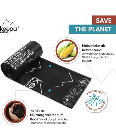 Keepa Outdoor Compostable Toilet Bags - 20 Tearproof Odor-Tight 40L - Ideal for Kitchen & Camping Waste Disposal - Buy Online on GoSupps.com