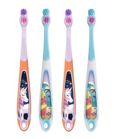 Jordan Step 3 Kids Toothbrush, 6-9 Years, Soft Bristles, BPA Free - 4 Pack - Blue & Pink Blue,pink