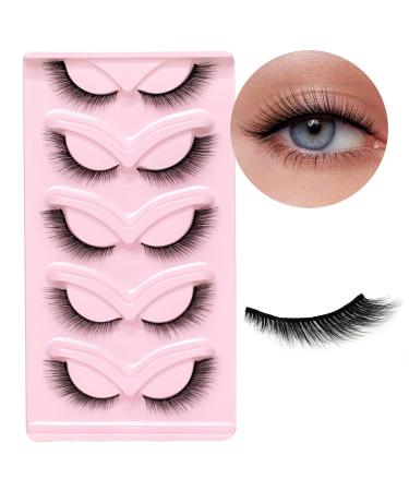 Shop Ahrikiss Fox Eye Wispy False Eyelashes Natural Faux Mink Cat Eye Lashes (5 Pairs) - International Shipping - Buy Online on GoSupps.com