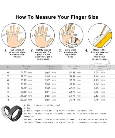 Smart Ring Health Tracker for Blood Oxygen Sleep Tracking Heart Rate Pedometer APP Body Temperature Compatible with iOS and Android Long Endurance NFC Wireless Charging (12) 9 - Buy Online on GoSupps.com