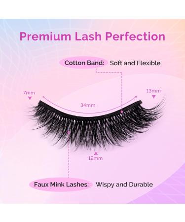 Buy MelodySusie Natural Eyelashes - 7 Pairs Wispy 13mm Short Mink Strip Lashes - Fluffy Cat Eye Lashes (No Glue Included) - Perfect for Natural Look - Buy Online on GoSupps.com