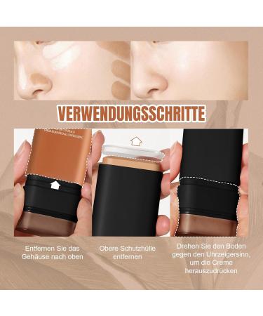  EONFAVE Foundation Stick Hydrating Concealer with Brush Matte Finish Long-Lasting Foundation Stick Double Headed Primer Stick (03 Warm Beige 20g) - Buy Online on GoSupps.com