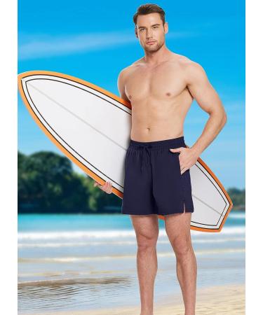 BALEAF Men's 5 Inch Swim Trunks with Compression Liner, Quick Dry 2-in-1 Shorts, Large - Dark Blue - Buy Online on GoSupps.com
