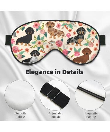Buy Dachshund Sleep Eye Mask - Pink Flowers Print | Adjustable Light Blocking Shade for Puffy Eyes | Perfect Gift - Buy Online on GoSupps.com