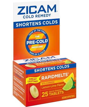 Zicam Cold Remedy Zinc Rapidmelts Lemon-Lime with Echinacea 25 Count - Fast Relief for Colds | Pack of 1 - Buy Online on GoSupps.com
