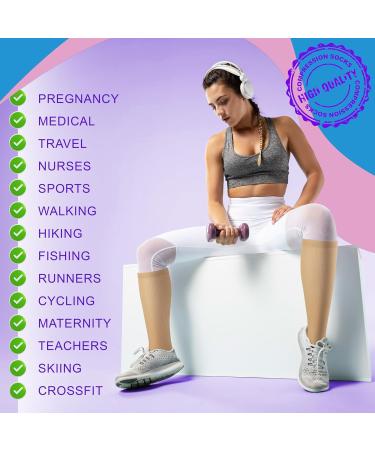 Buy Zipper Compression Socks for Women & Men - 15-20mmHg Closed Toe - 2 Pairs for Athletic Running & Hiking - Large/X-Large in Black & Beige - Buy Online on GoSupps.com