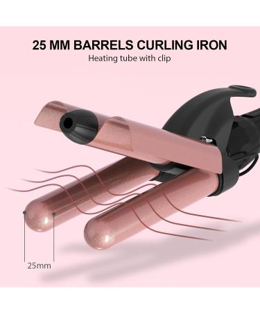 3 Barrel Curling Iron for Beach Waves | Dual Voltage 1 Inch Ceramic Tourmaline | Adjustable Temperature Triple Barrel Iron - Quick Heat Up Rose Gold - Buy Online on GoSupps.com
