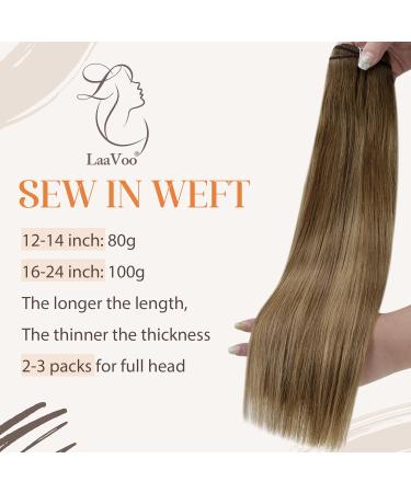 LAAVOO Real Hair Sew-In Extensions | 35cm Balayage Brown Ombre Weft | Remy 80g #8/16/8 - Buy Online on GoSupps.com
